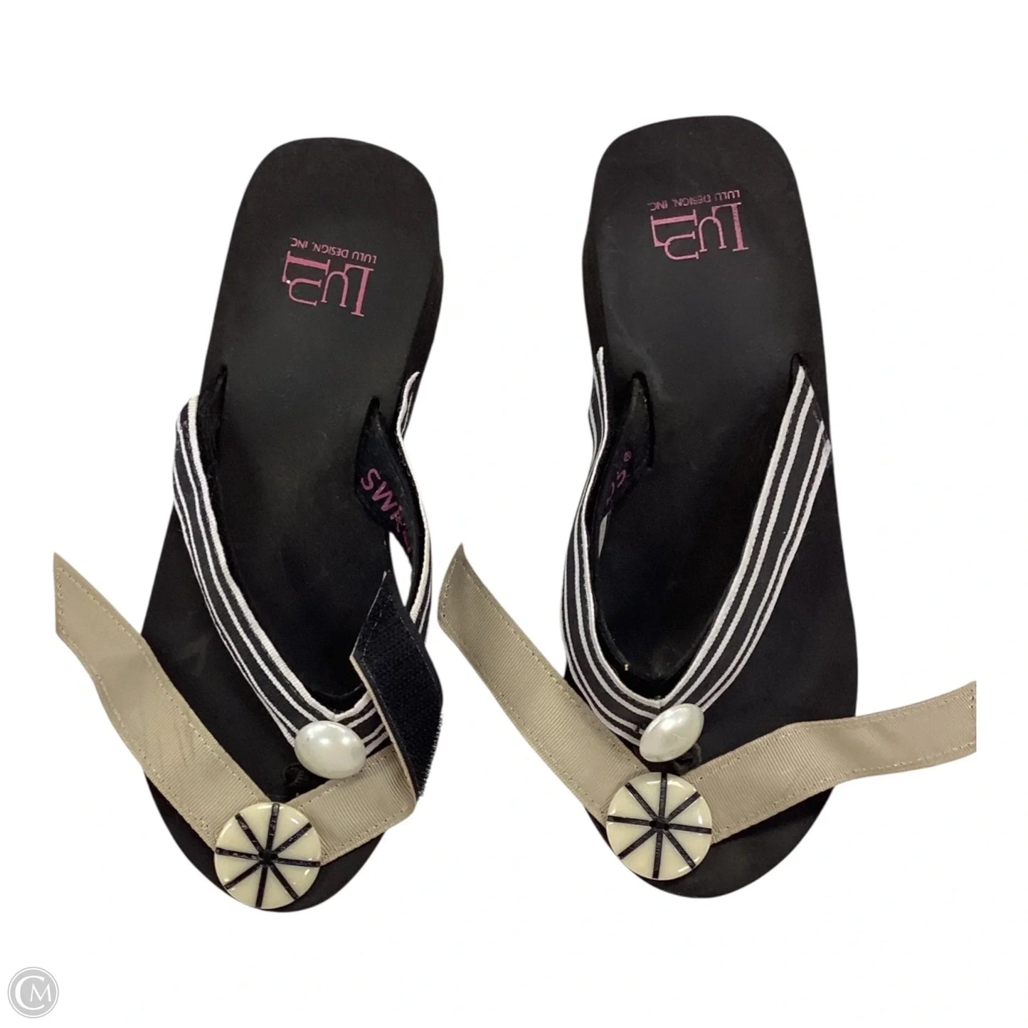 Sandals Flip Flops By Lulu In Black & White, Size: 7