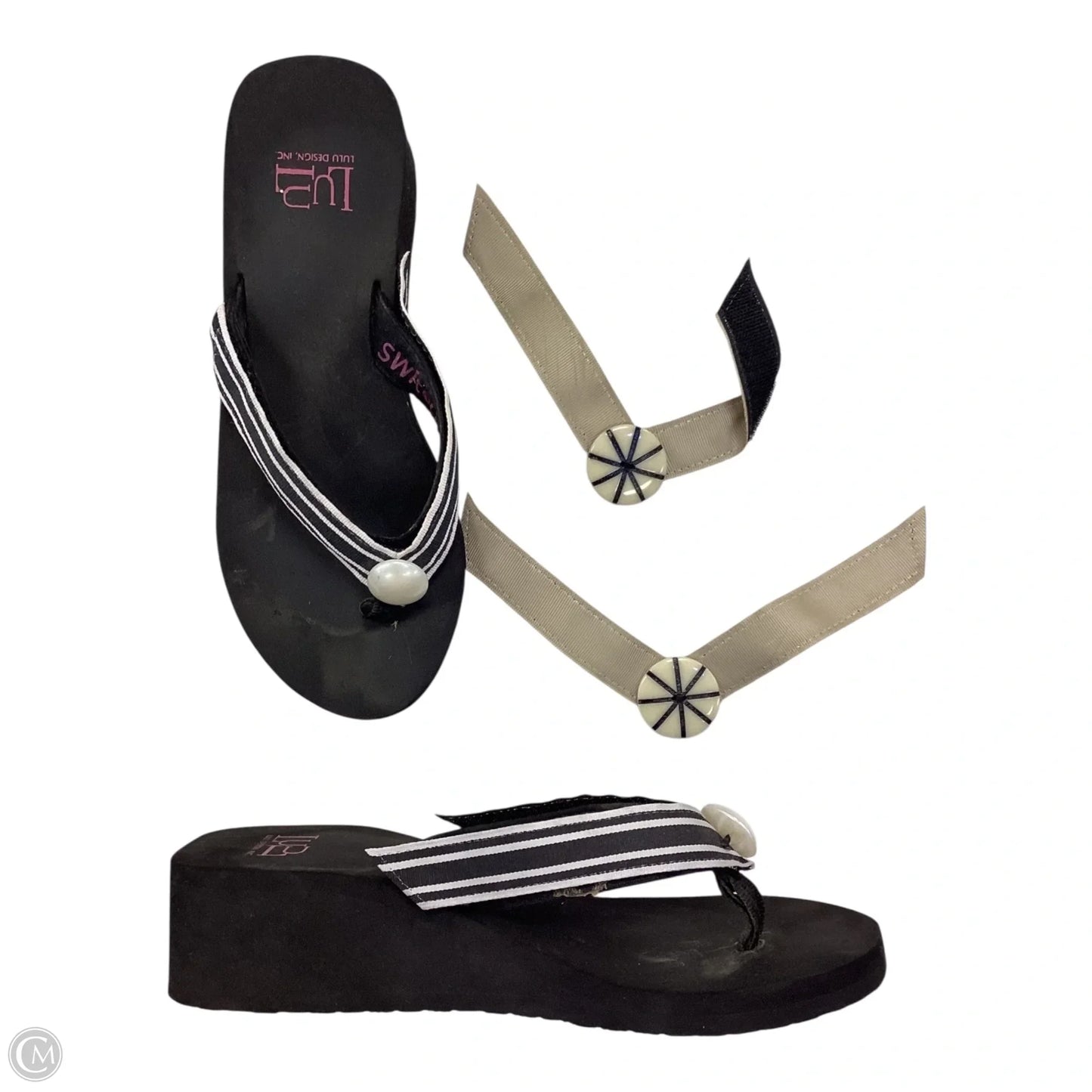 Sandals Flip Flops By Lulu In Black & White, Size: 7