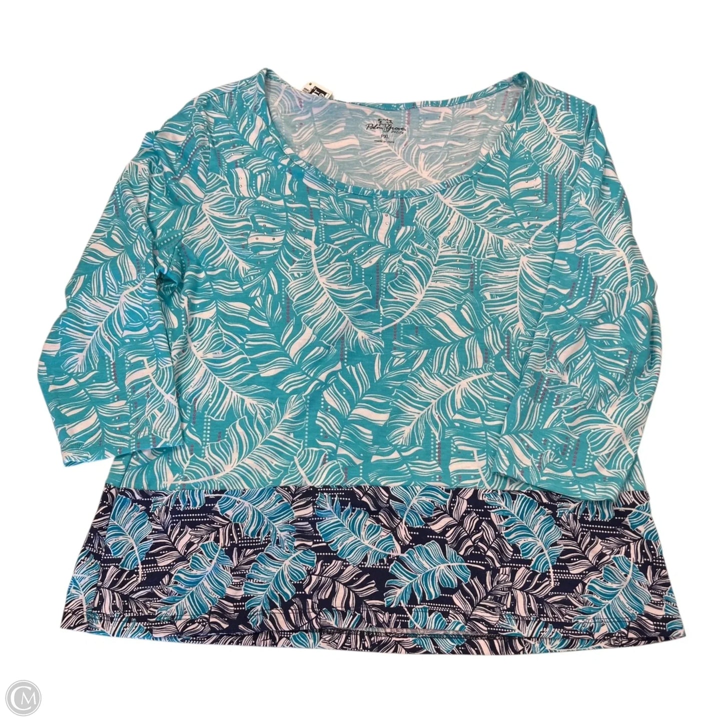 Top 3/4 Sleeve By Clothes Mentor In Tropical Print, Size: Xlp