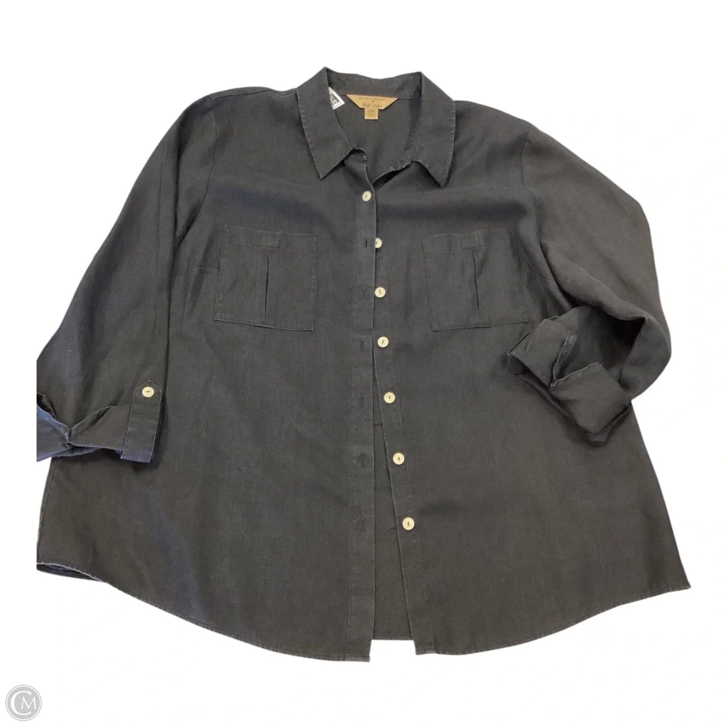 Top Long Sleeve By Investments In Black, Size: 22