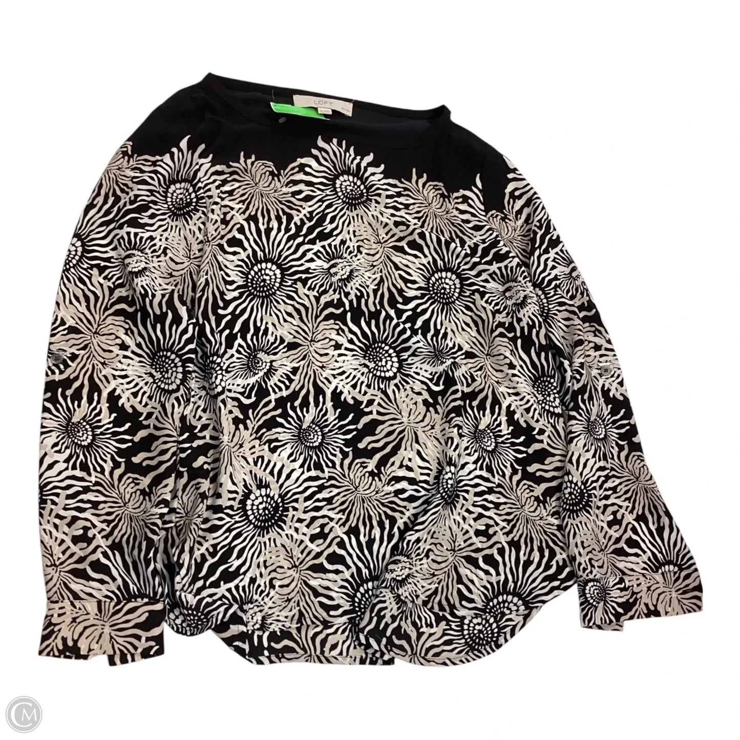 Top Long Sleeve By Loft In Black & White, Size: Sp