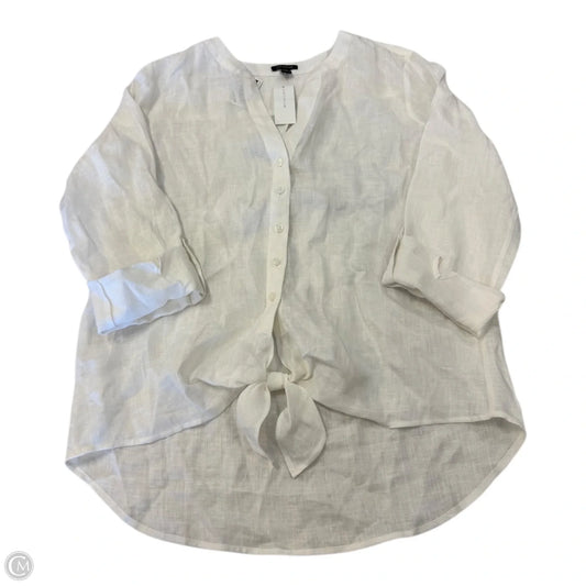 Top Long Sleeve By Ann Taylor In White, Size: M