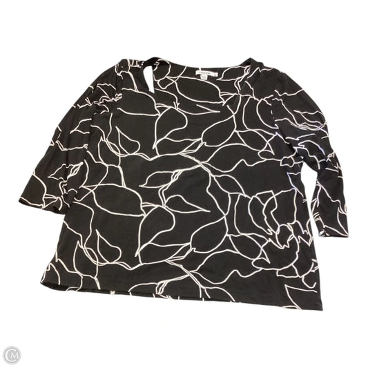 Top 3/4 Sleeve By Chicos In Black & White, Size: Xl