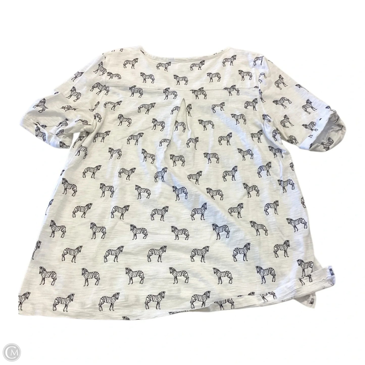 Top Short Sleeve By Chicos In Black & White, Size: Xl