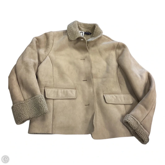 Jacket Fleece By Lands End In Tan, Size: L