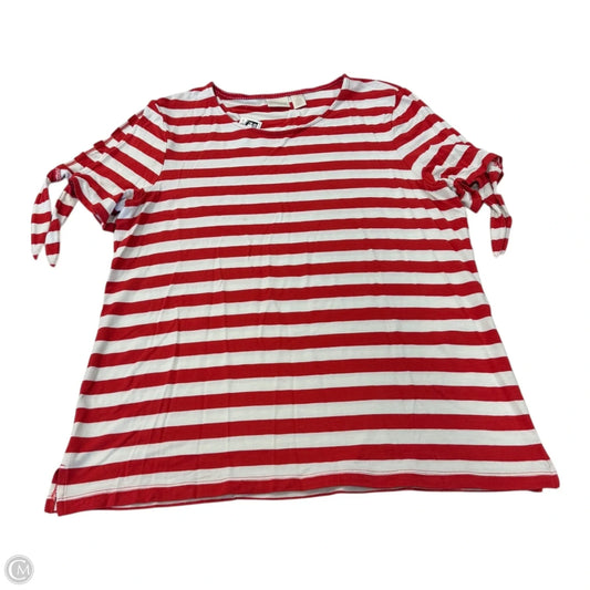 Top Short Sleeve By Chicos In Striped Pattern, Size: L