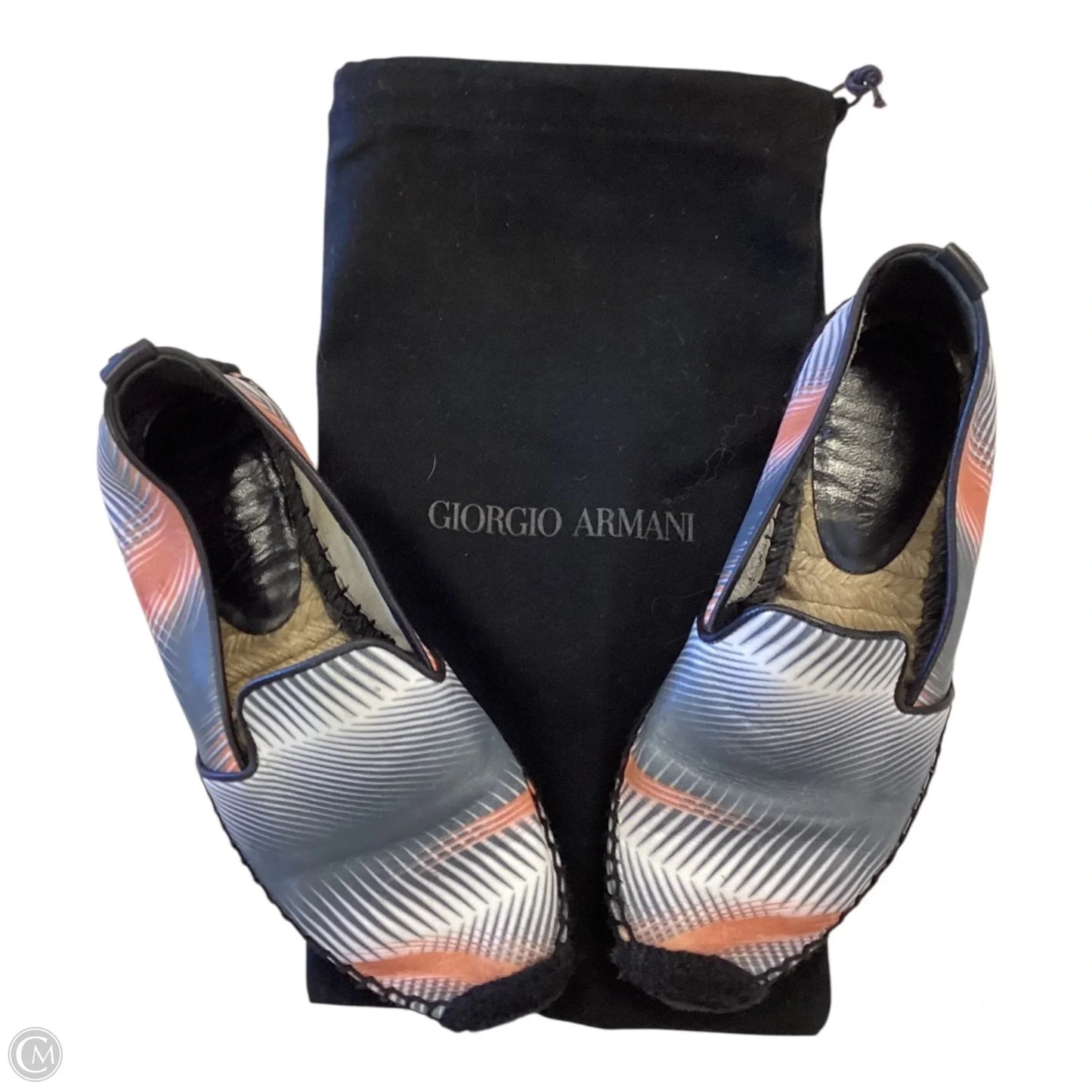 Shoes Luxury Designer By Armani In Green & Orange, Size: 5