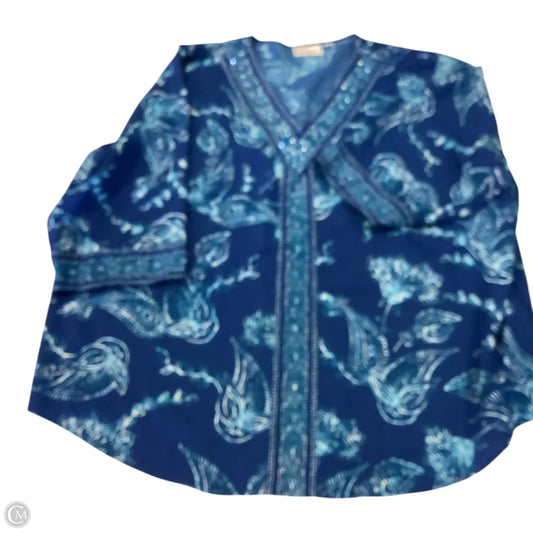 Blouse Short Sleeve By Kim Rogers In Blue, Size: 3x
