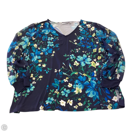 Top 3/4 Sleeve By Susan Graver In Floral Print, Size: 3x