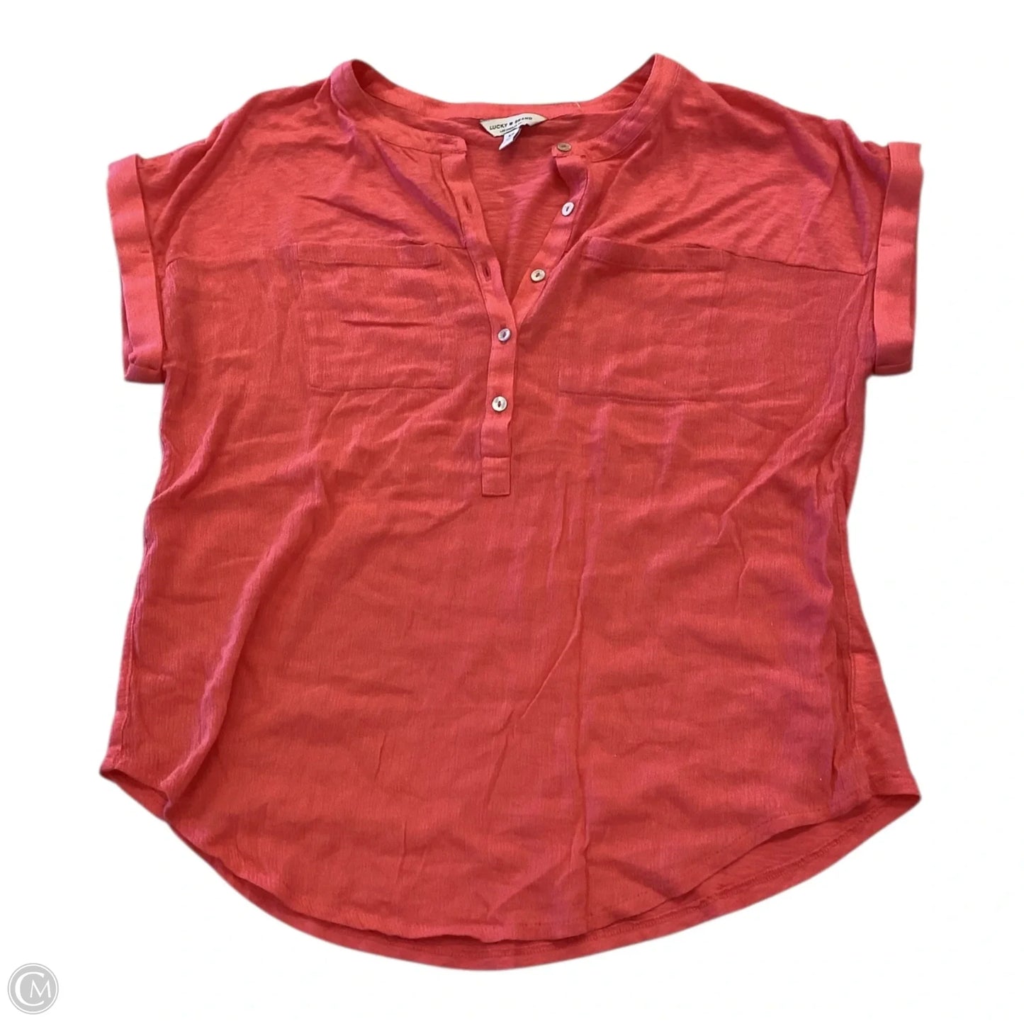 Top Short Sleeve By Lucky Brand In Coral, Size: S