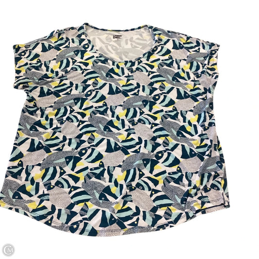 Top Short Sleeve By Lands End In Blue & White, Size: Xl