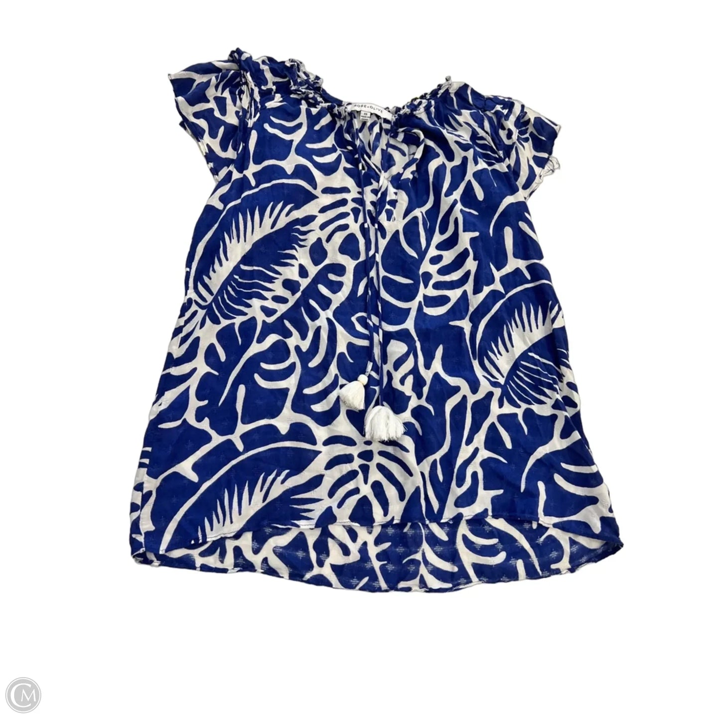 Top Sleeveless By Rose And Olive In Blue & White, Size: Xs
