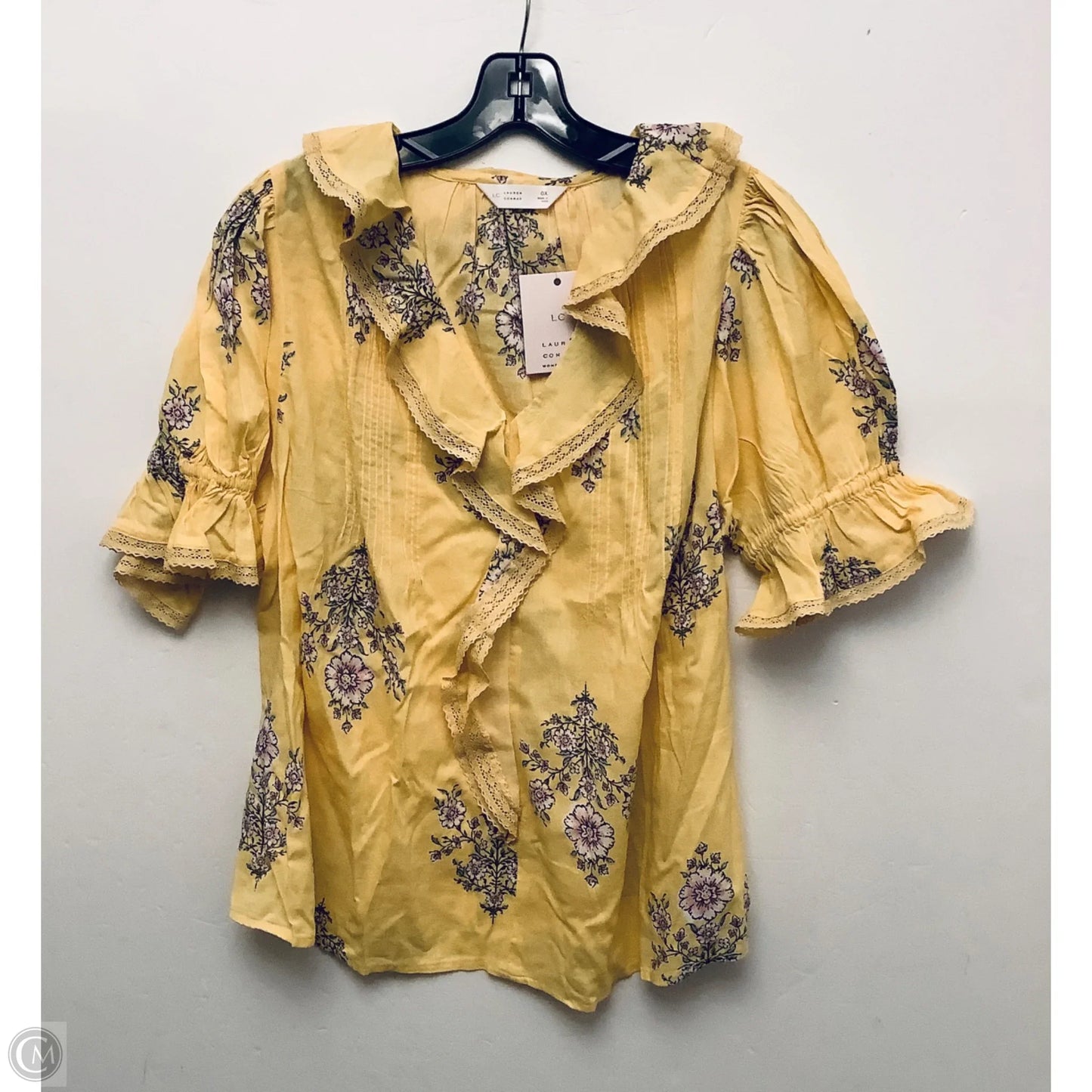 Top Short Sleeve By Lc Lauren Conrad In Yellow, Size: 0x