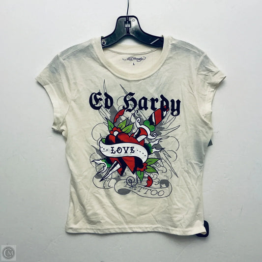 Top Short Sleeve Basic By Ed Hardy In Cream, Size: L