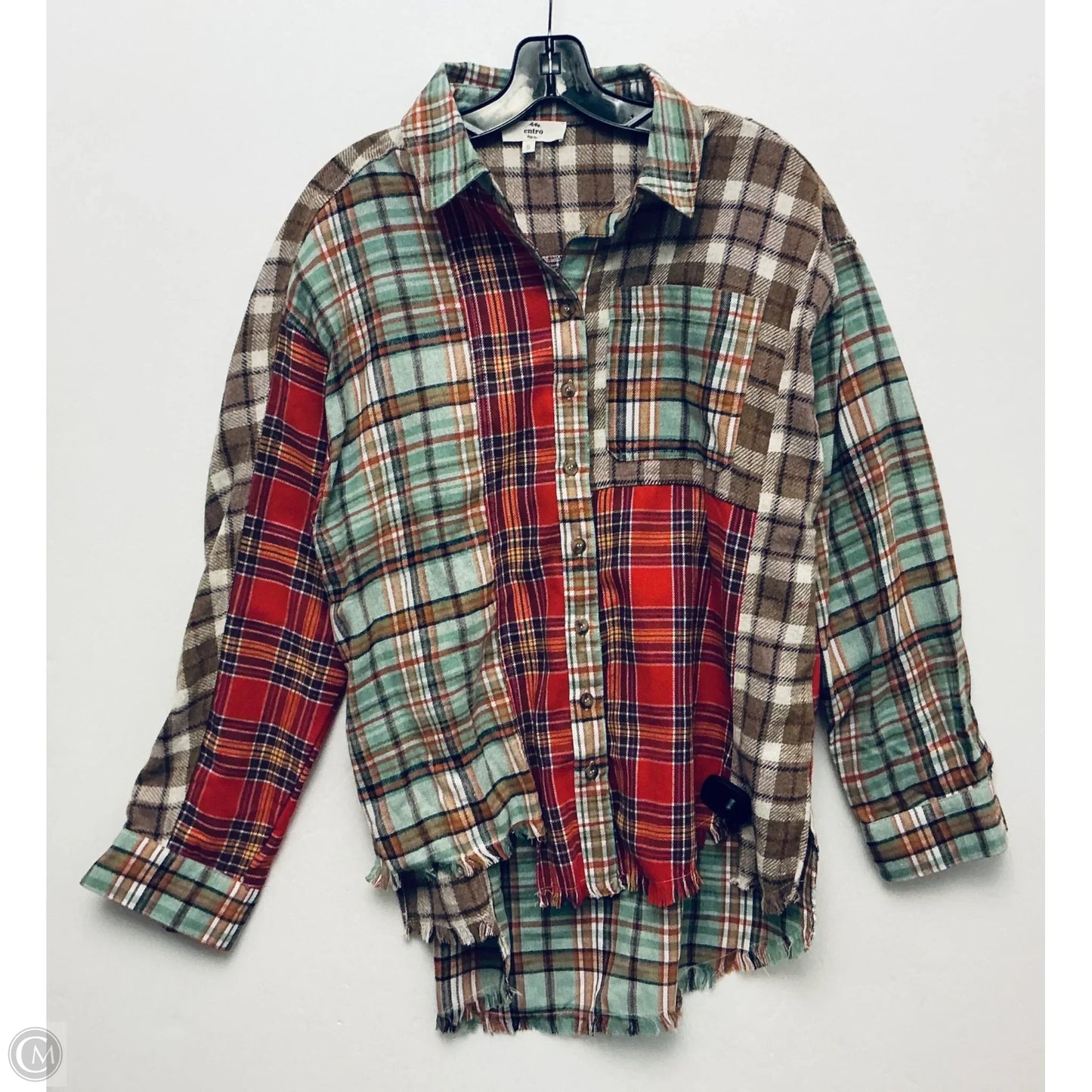 Top Long Sleeve By Entro In Plaid Pattern, Size: S