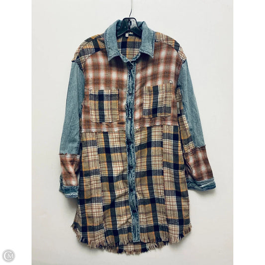 Top Long Sleeve By Gimmicks In Plaid Pattern, Size: S