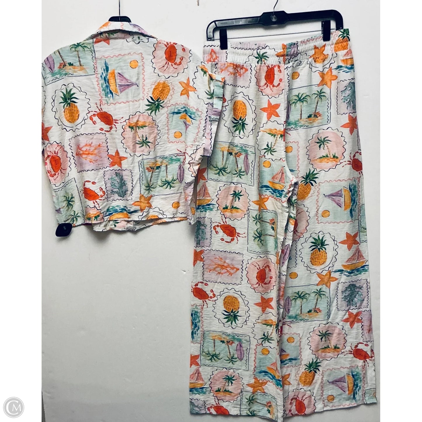 Pants Set 2pc By Clothes Mentor In Tropical Print, Size: L