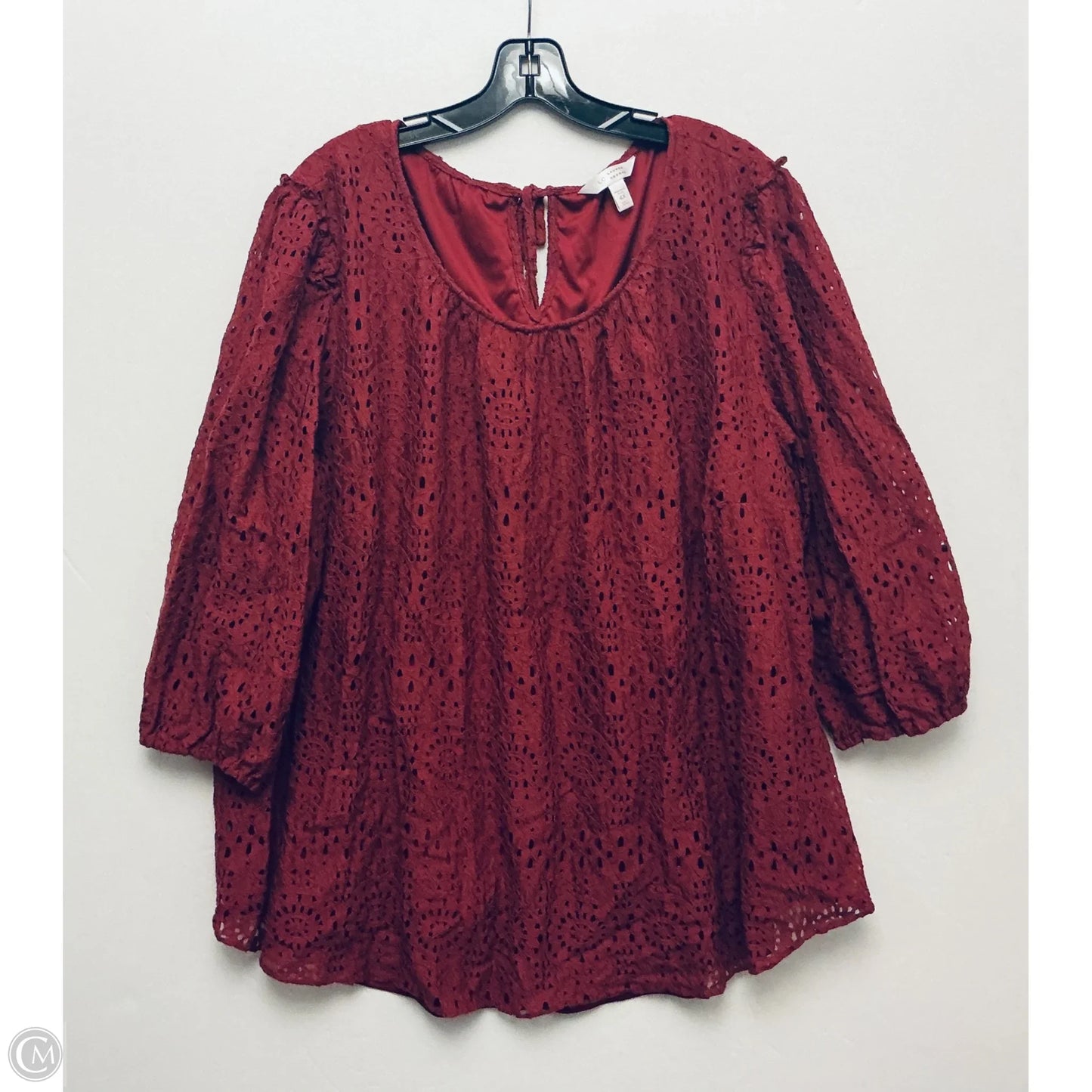 Top Long Sleeve Basic By Lc Lauren Conrad In Maroon, Size: 4x