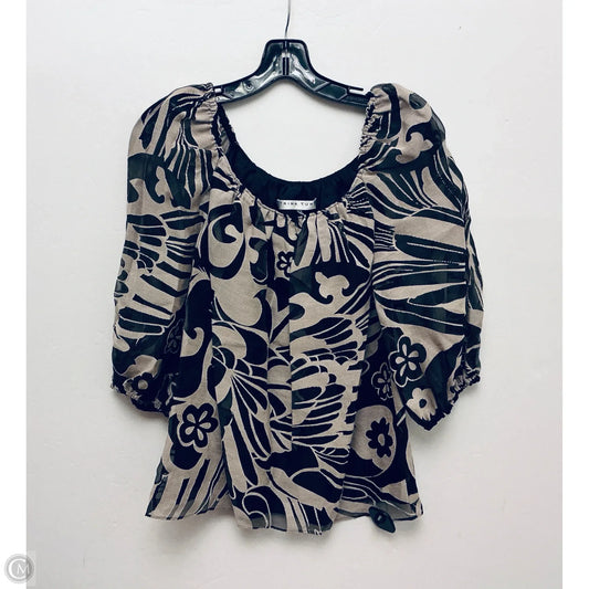 Top 3/4 Sleeve Basic By Trina Turk In Black & Tan, Size: Xs