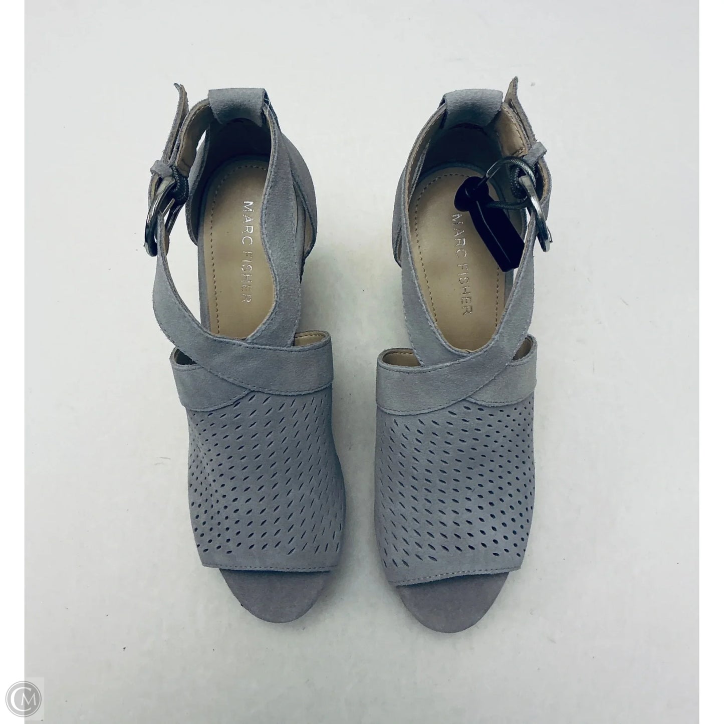 Sandals Heels Wedge By Mark Fisher In Grey, Size: 8.5
