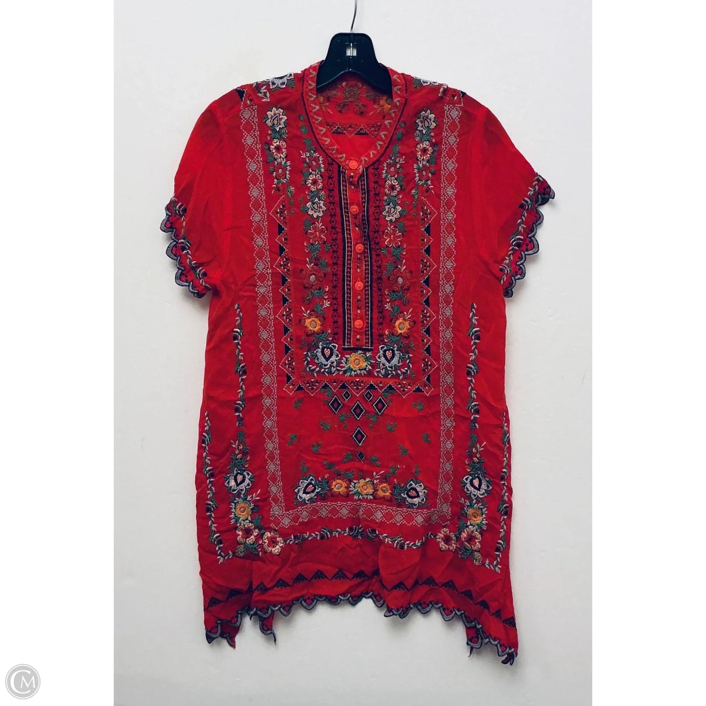 Tunic Short Sleeve By Johnny Was In Red, Size: M