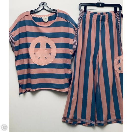 Pants Set 2pc By Umgee In Striped Pattern, Size: M