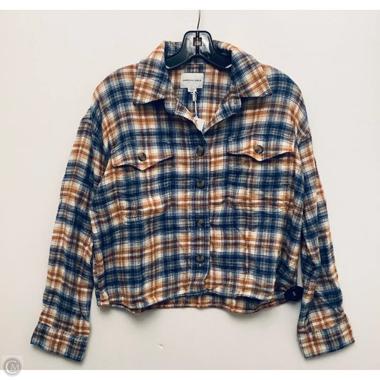 Top Long Sleeve Basic By American Eagle In Blue & Brown, Size: S