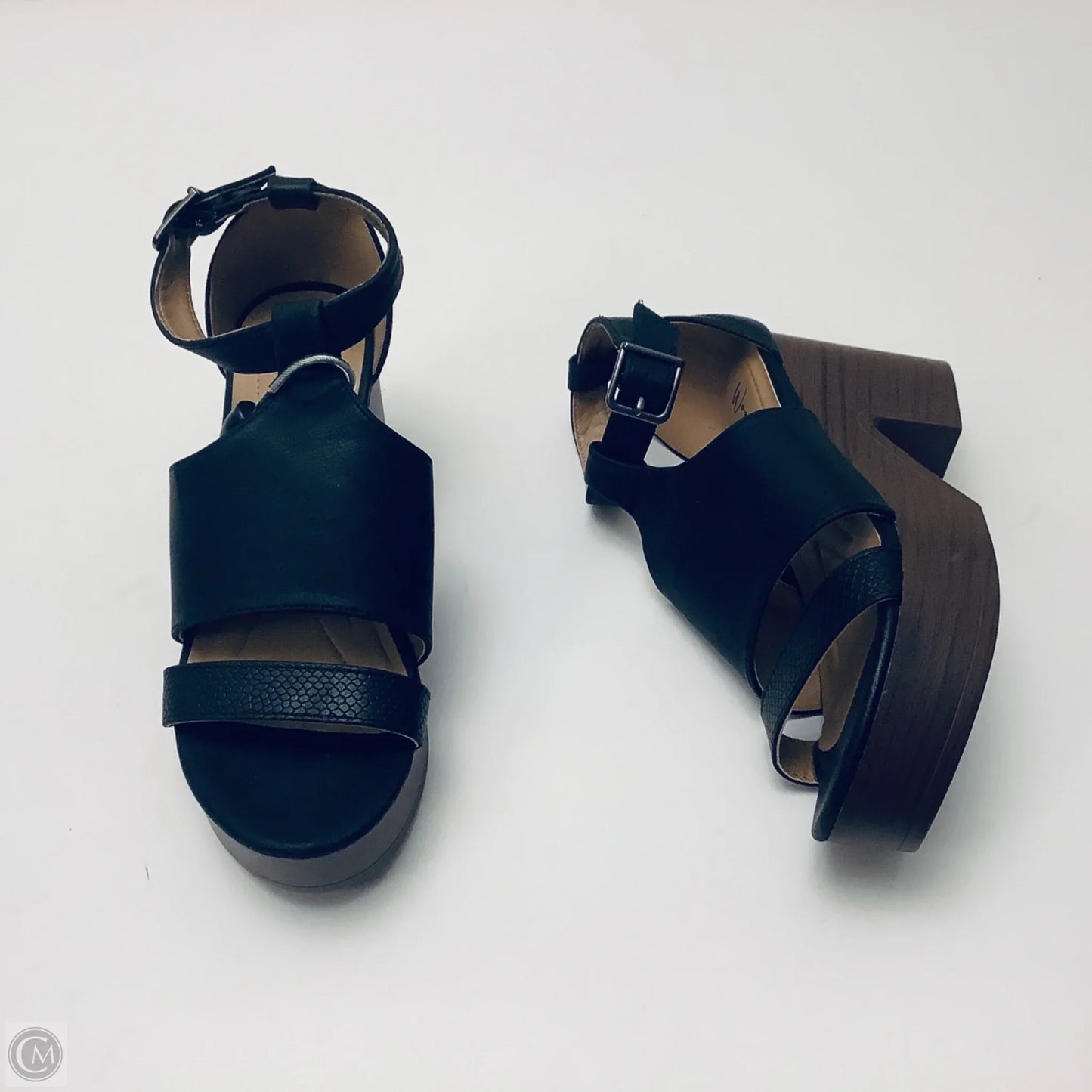 Sandals Heels Wedge By Wonderly In Black, Size: 6