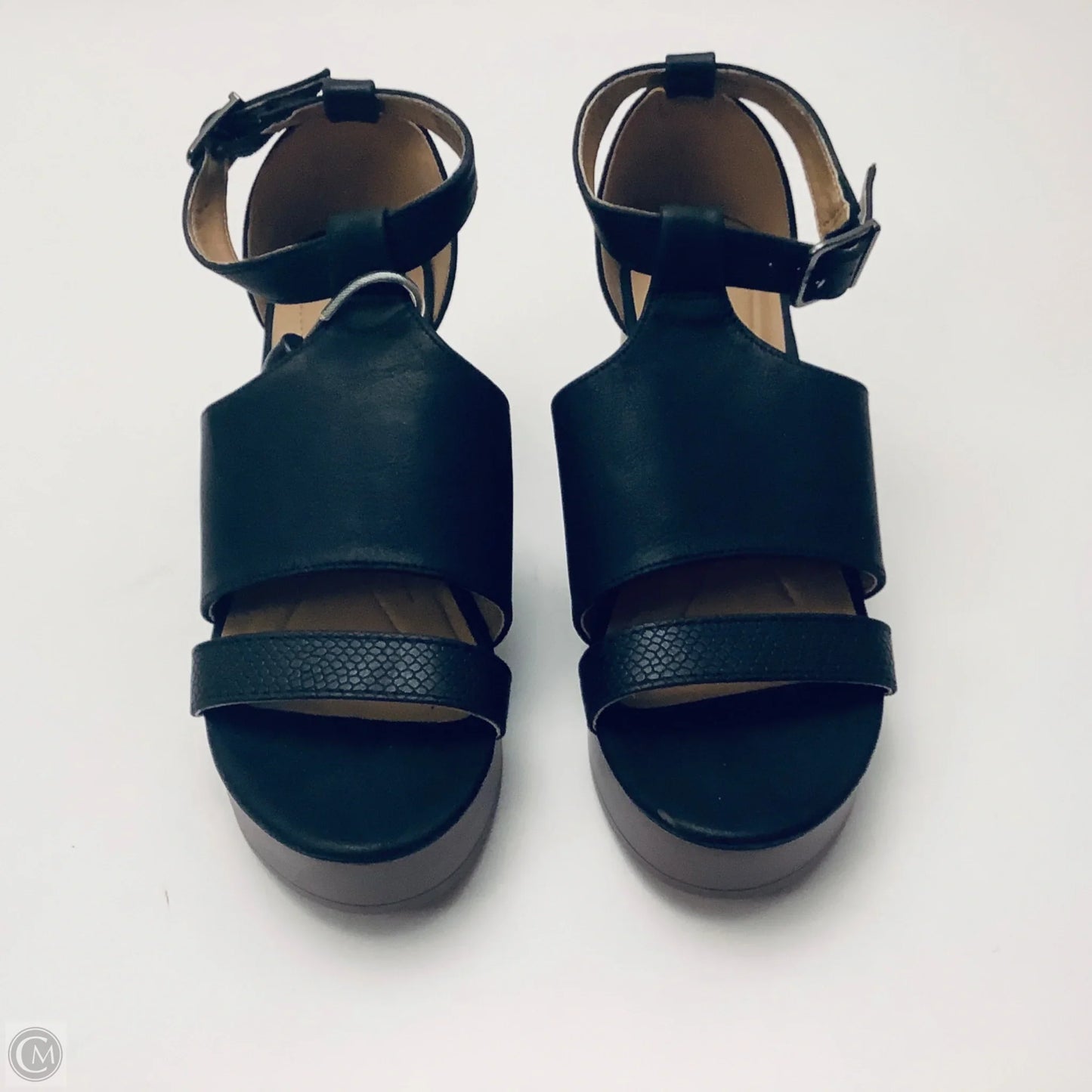 Sandals Heels Wedge By Wonderly In Black, Size: 6