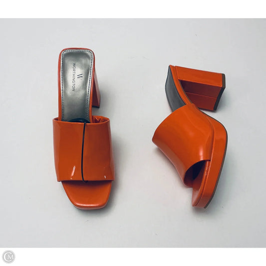 Sandals Heels Block By Worthington In Orange, Size: 6