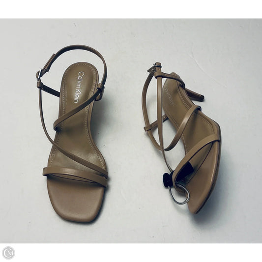 Sandals Heels Kitten By Calvin Klein In Brown, Size: 6