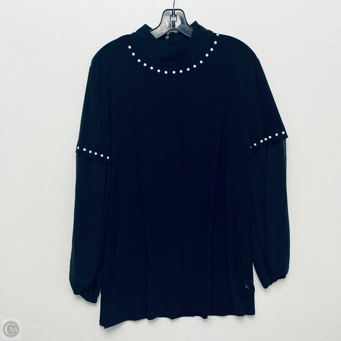 Top Long Sleeve By Investments In Black, Size: L