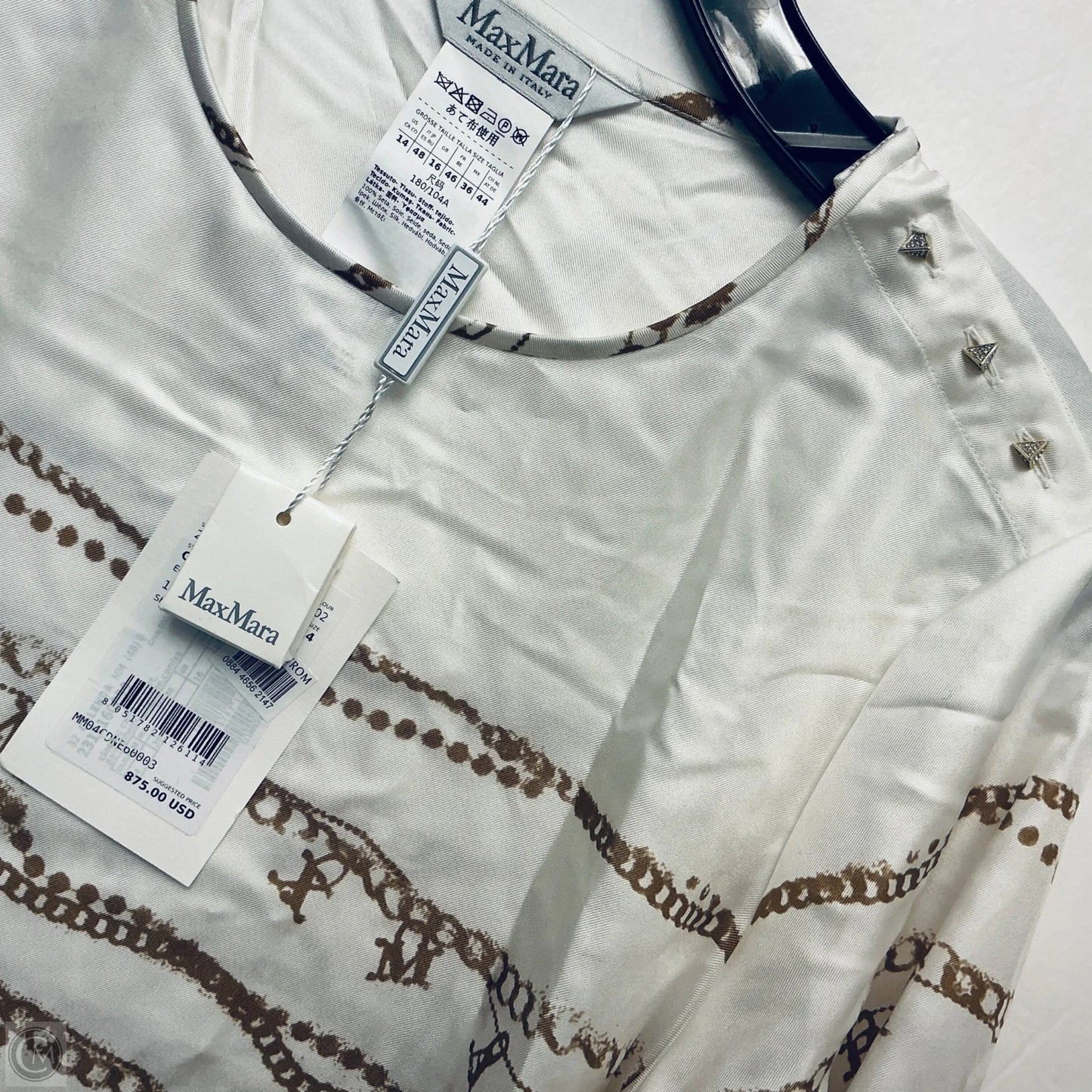 Top Long Sleeve Designer By Max Mara In Cream, Size: 14