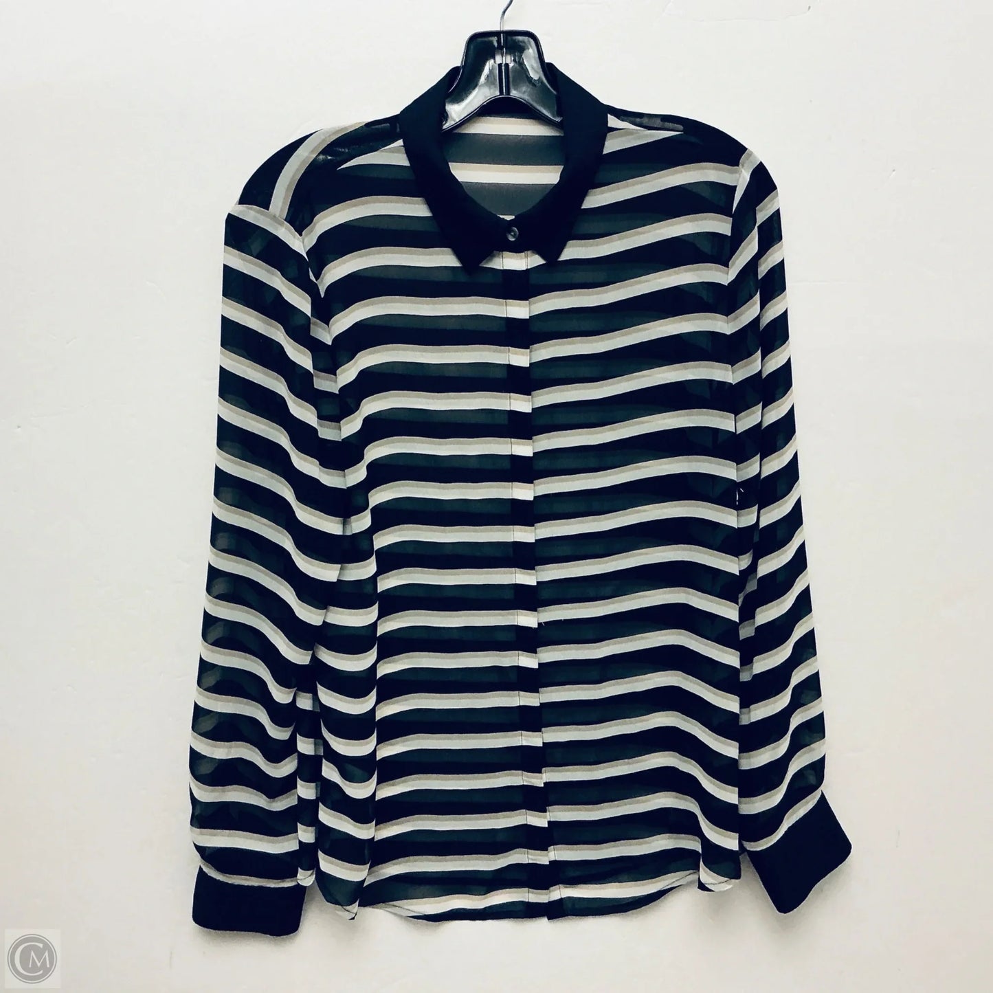 Top Long Sleeve By Ann Taylor In Striped Pattern, Size: M