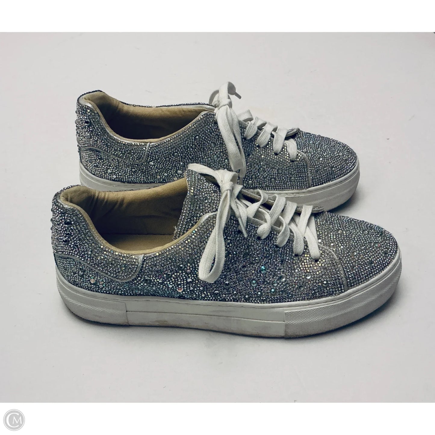 Shoes Sneakers By Betsey Johnson In Silver, Size: 10