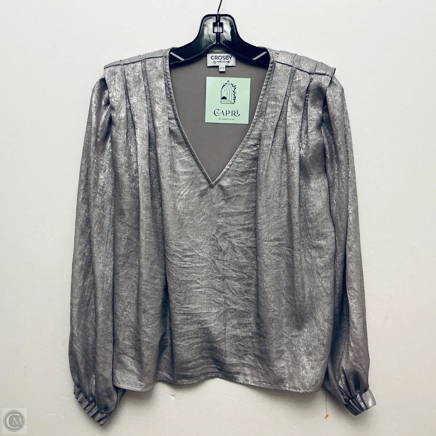 Top Long Sleeve By Crosby In Silver, Size: Xxs