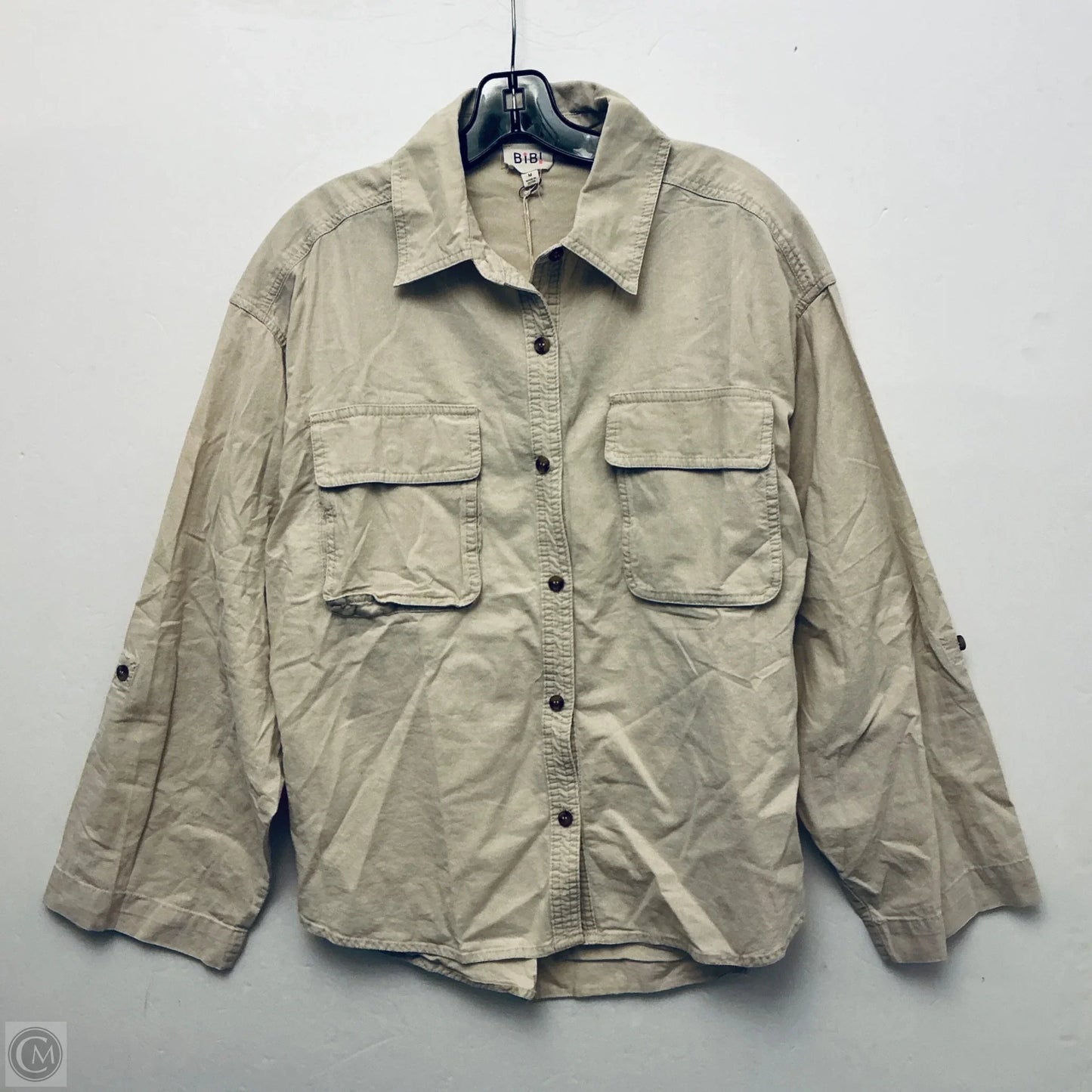 Top Long Sleeve By Bibi In Tan, Size: M