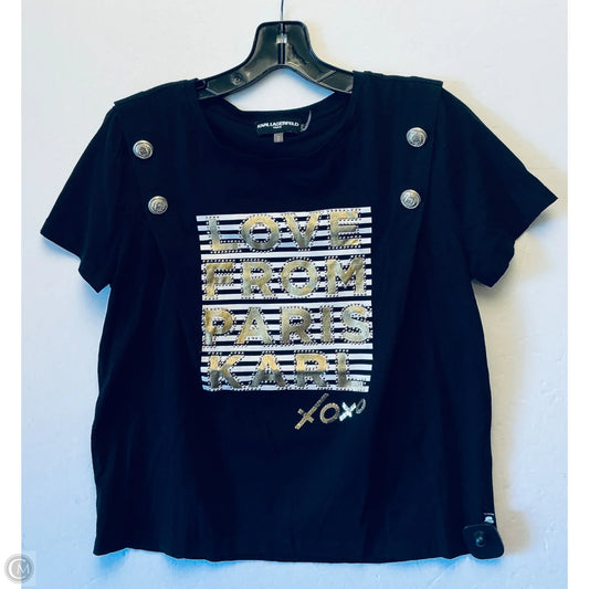 Top Short Sleeve Designer By Karl Lagerfeld In Black, Size: M