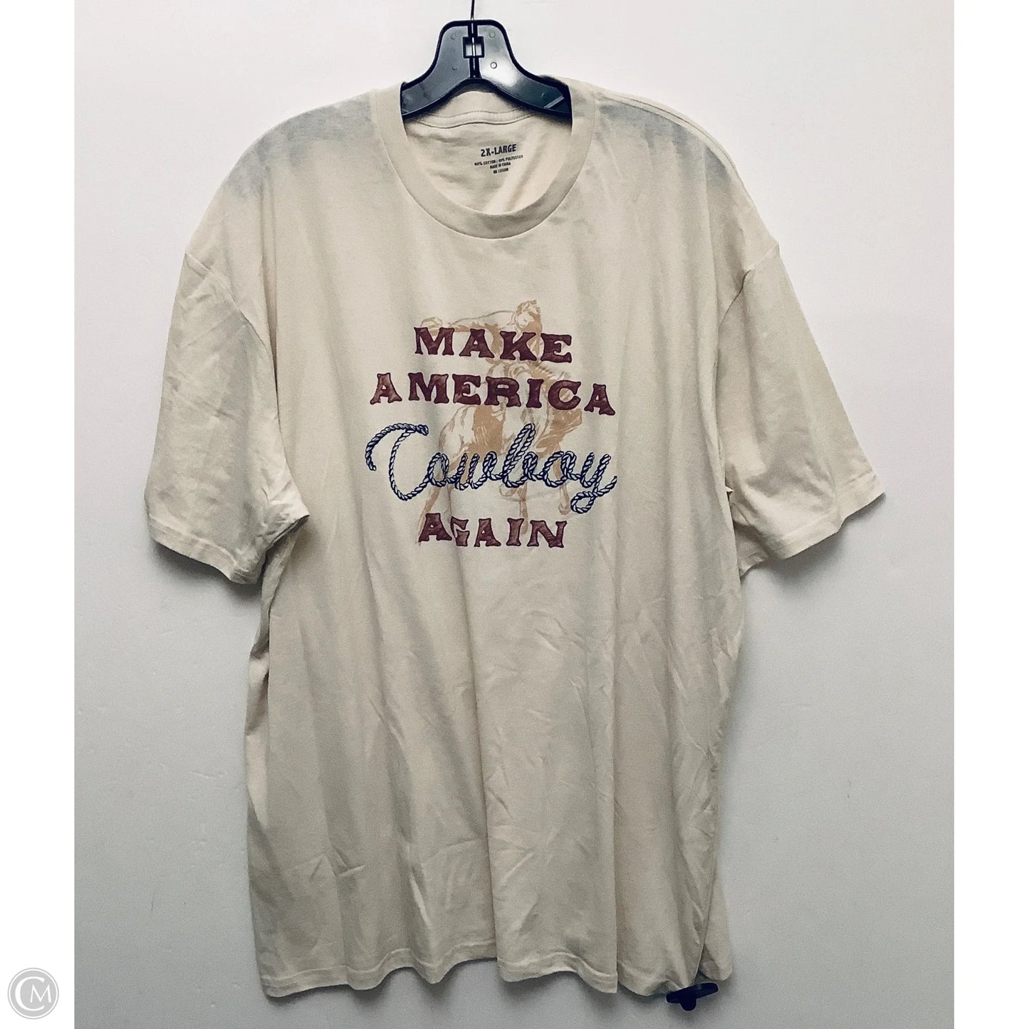 Top Short Sleeve By Cmf In Cream, Size: 2x