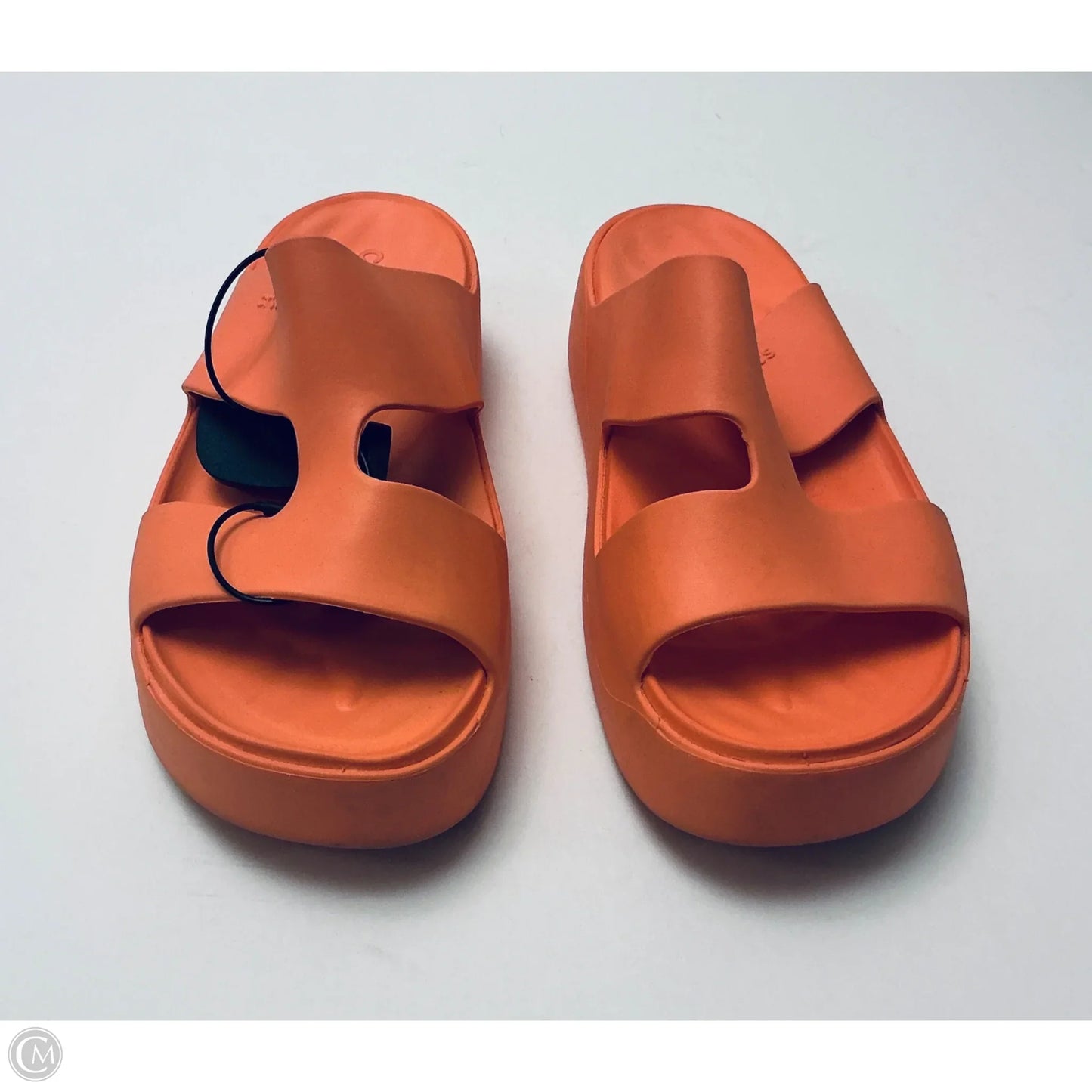 Sandals Heels Wedge By Crocs In Orange, Size: 9