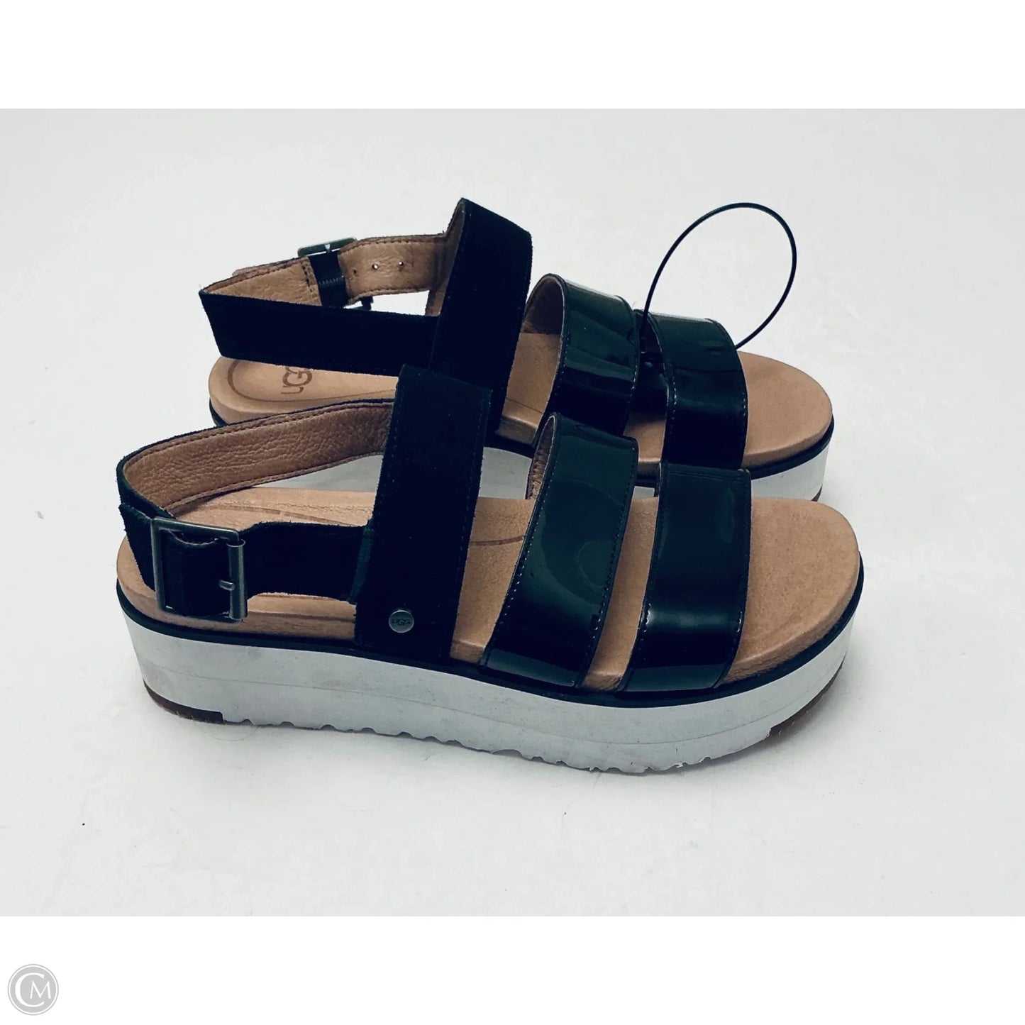 Sandals Designer By Ugg In Black & White, Size: 5.5