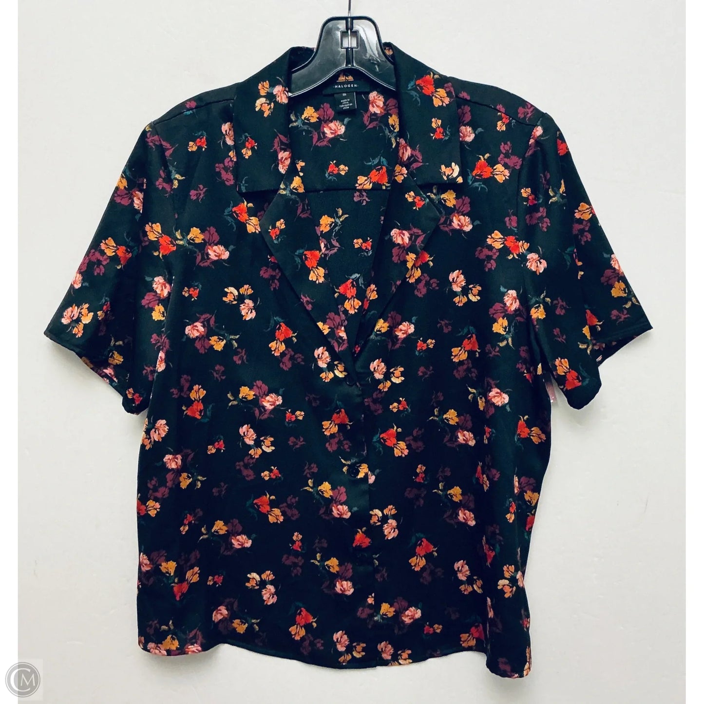 Top Short Sleeve By Halogen In Floral Print, Size: M