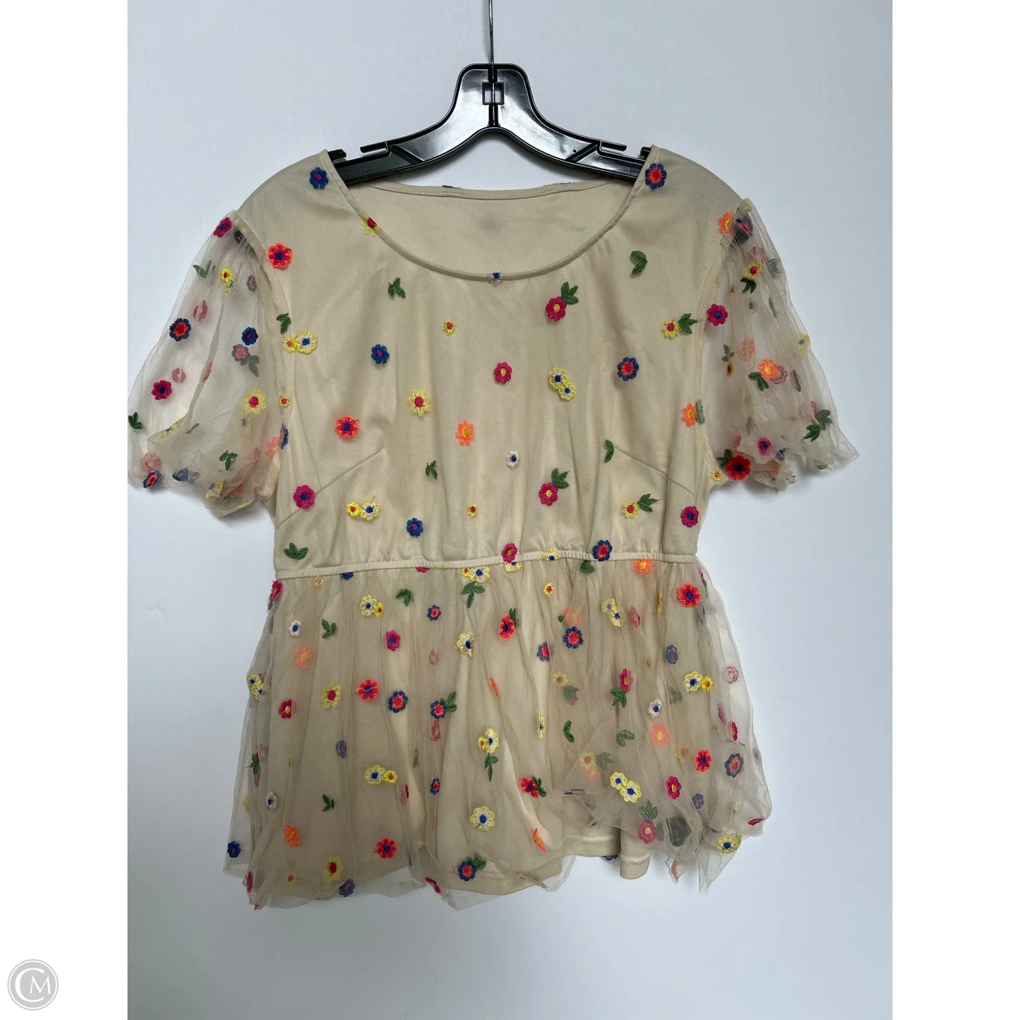 Top Short Sleeve By Shein In Floral Print, Size: 2x