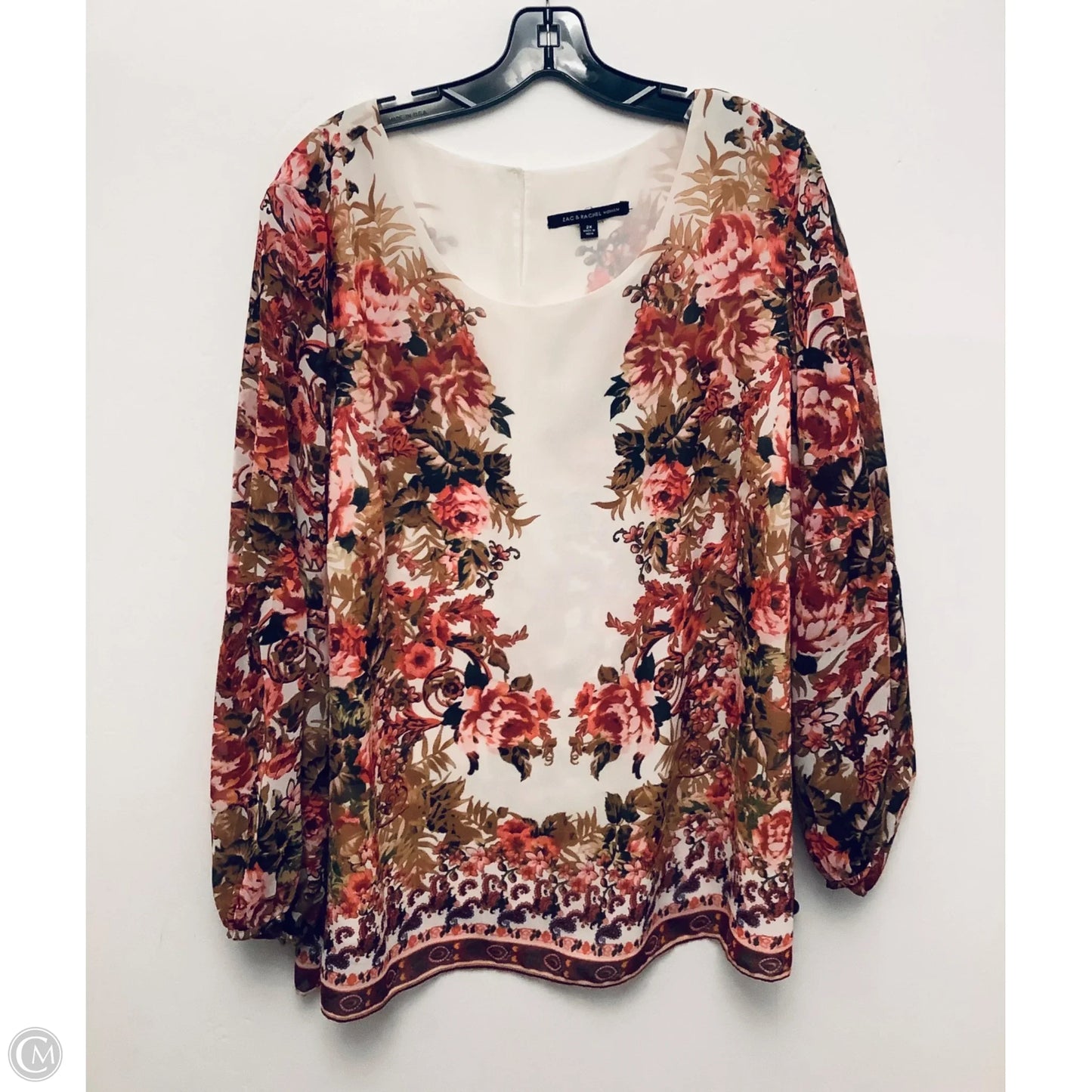 Top Long Sleeve By Zac And Rachel In Floral Print, Size: 2x