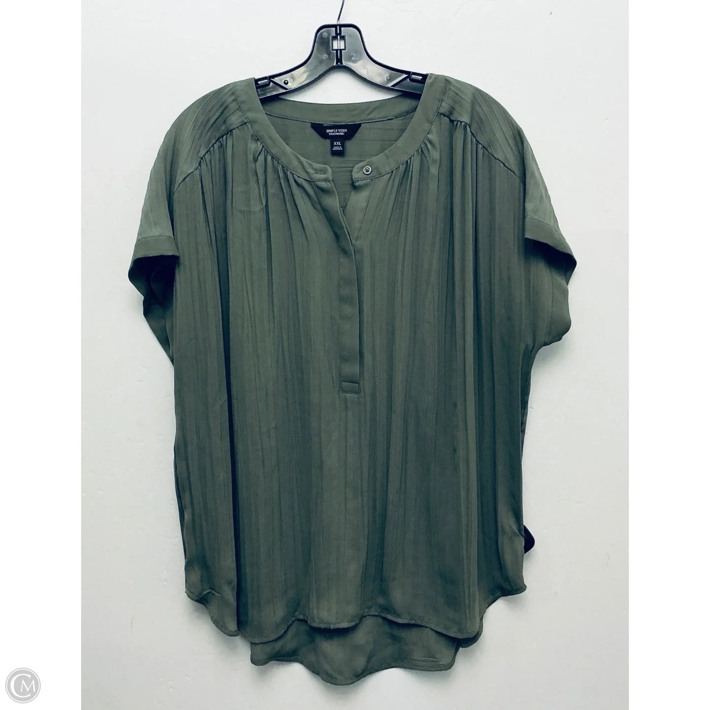 Top Short Sleeve By Simply Vera In Green, Size: Xxl