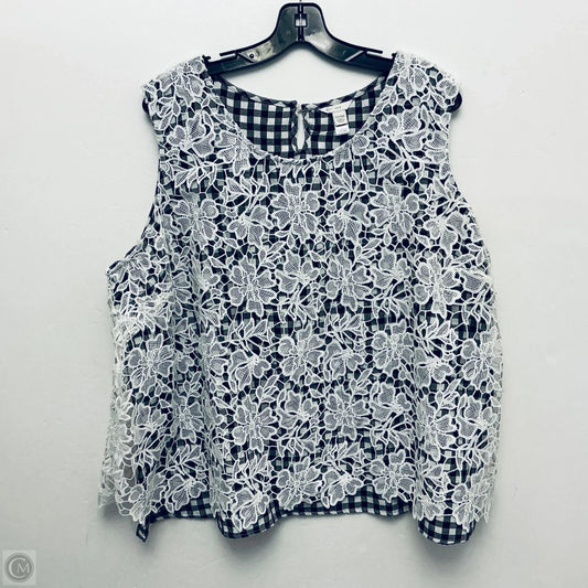 Top Sleeveless By Cato In Black & White, Size: 2x