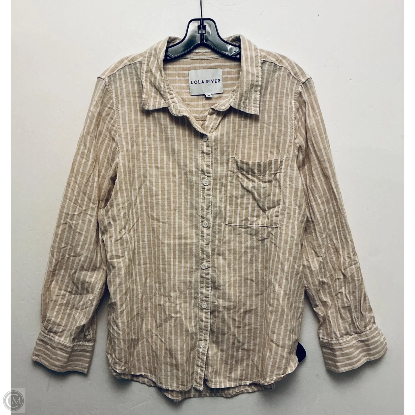 Top Long Sleeve By Lola River In Cream, Size: Xl