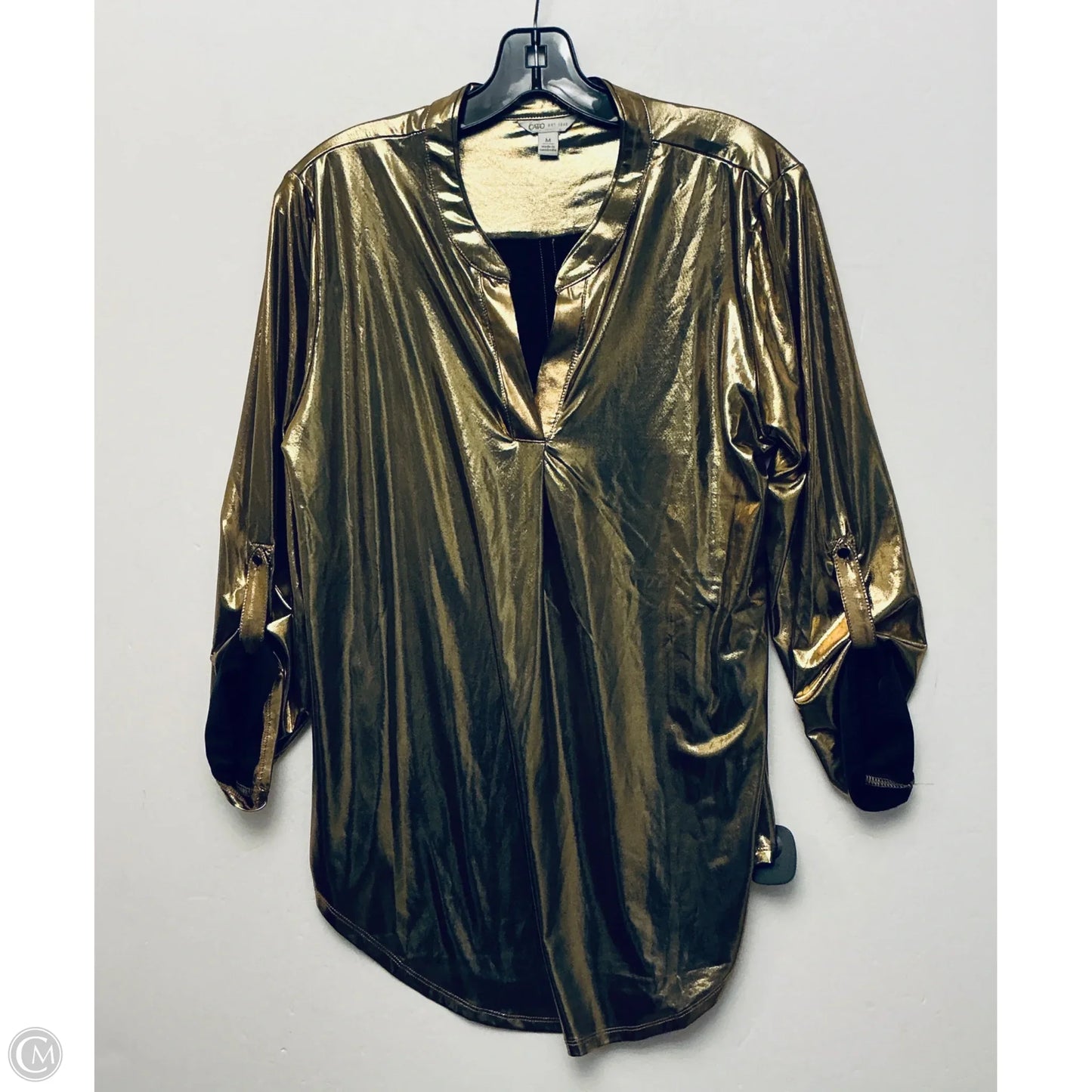 Top Long Sleeve By Cato In Gold, Size: M