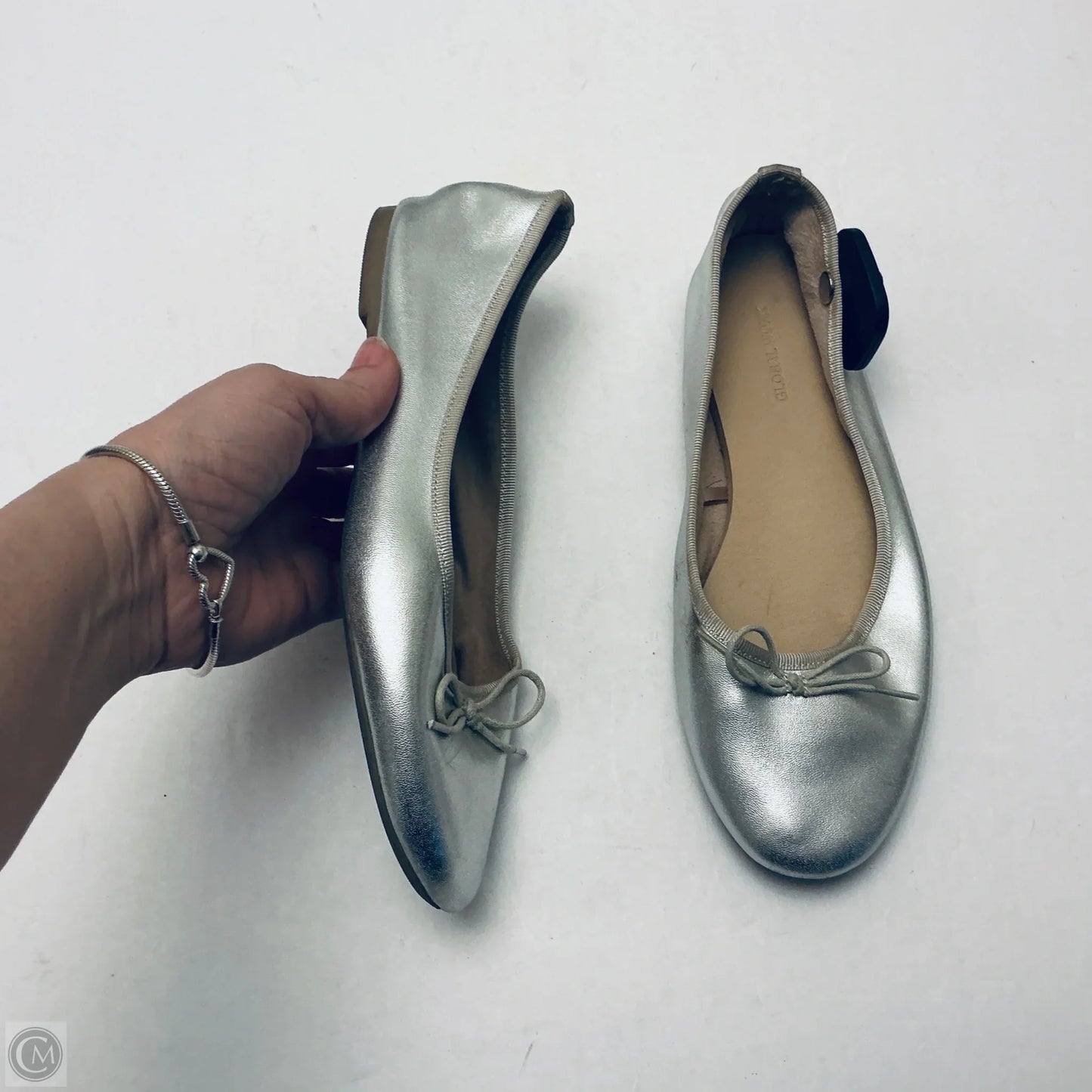 Shoes Flats By Global Work In Silver, Size: 6.5