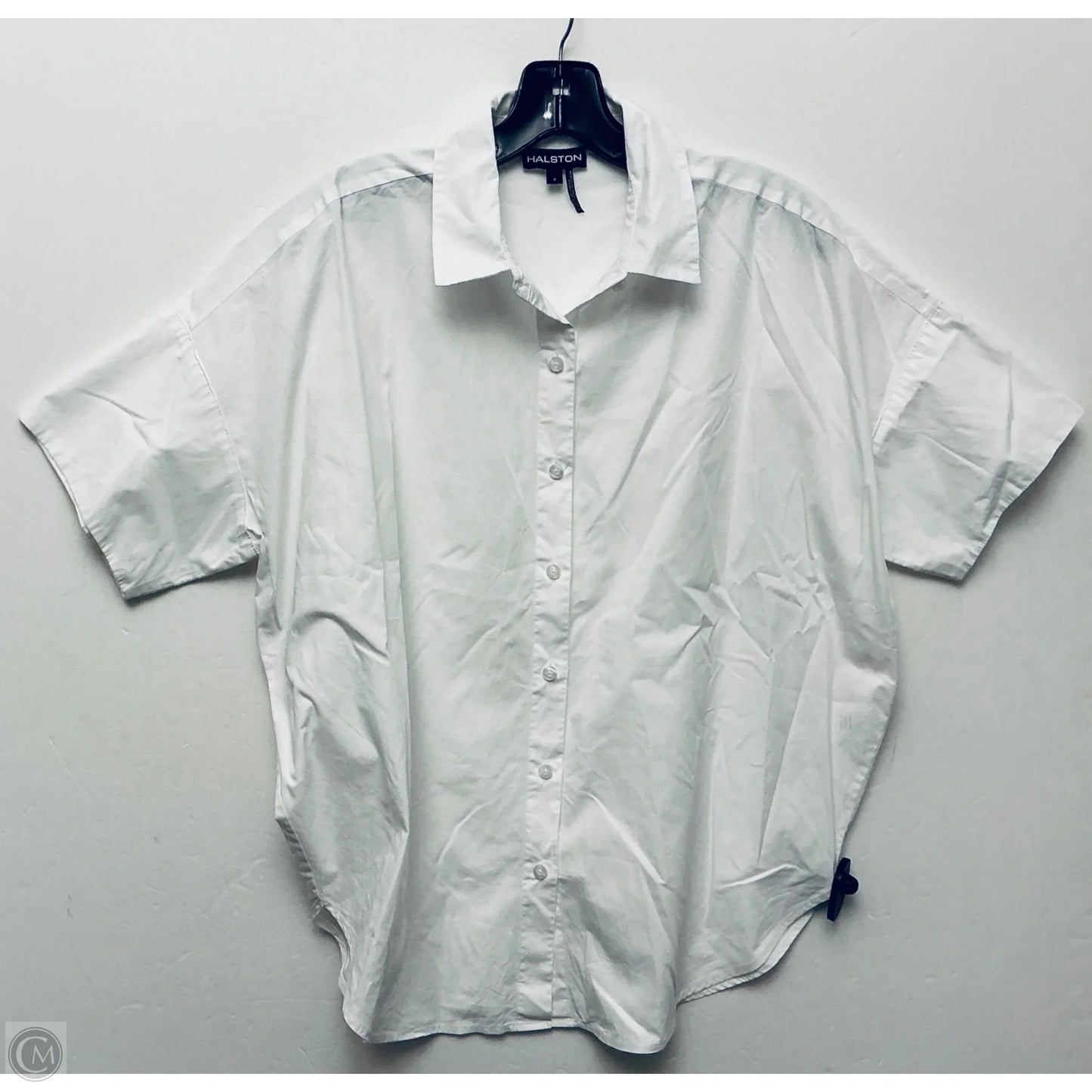 Top Short Sleeve Designer By Halston In White, Size: S